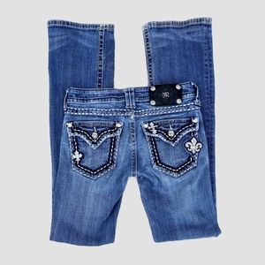 Vintage y2k Miss Me Low Rise Embroidered Bootcut Denim Blue Grunge Jeans